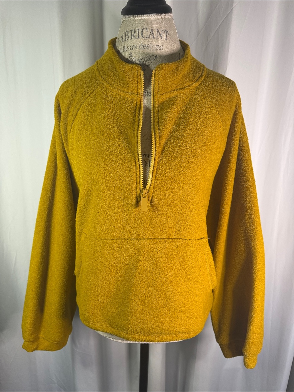 Old Navy Mustard Half-Zip Fleece Pullover Sweater
